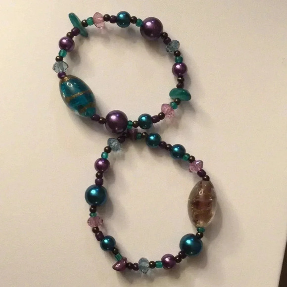 Blue and purple beaded bracelet (set of 2) - Picture 4 of 4